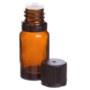 15 Mil Vial Amber Glass Essential Oil Bottle Black Euro Orifice Reducer Cap 5 Pk